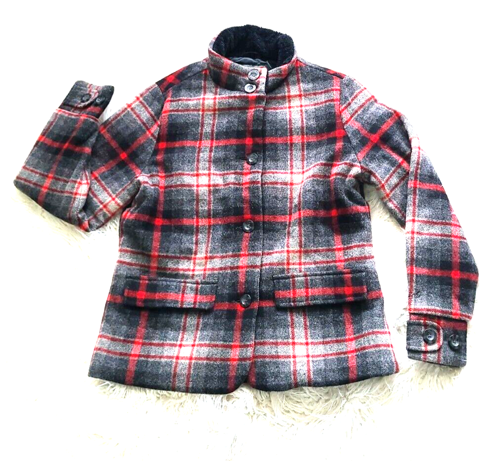 Woolrich Woolen Mills Womens Jacket Plaid Wool Blend Flannel Lined 
