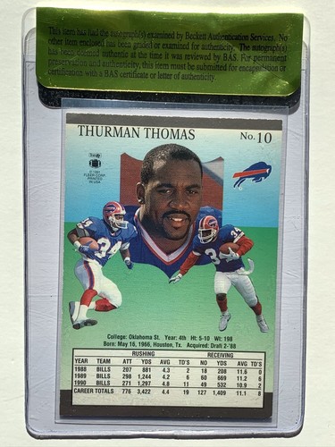 Thurman Thomas signed 1991 fleer ultra card buffalo bills football beckett - Picture 9 of 12
