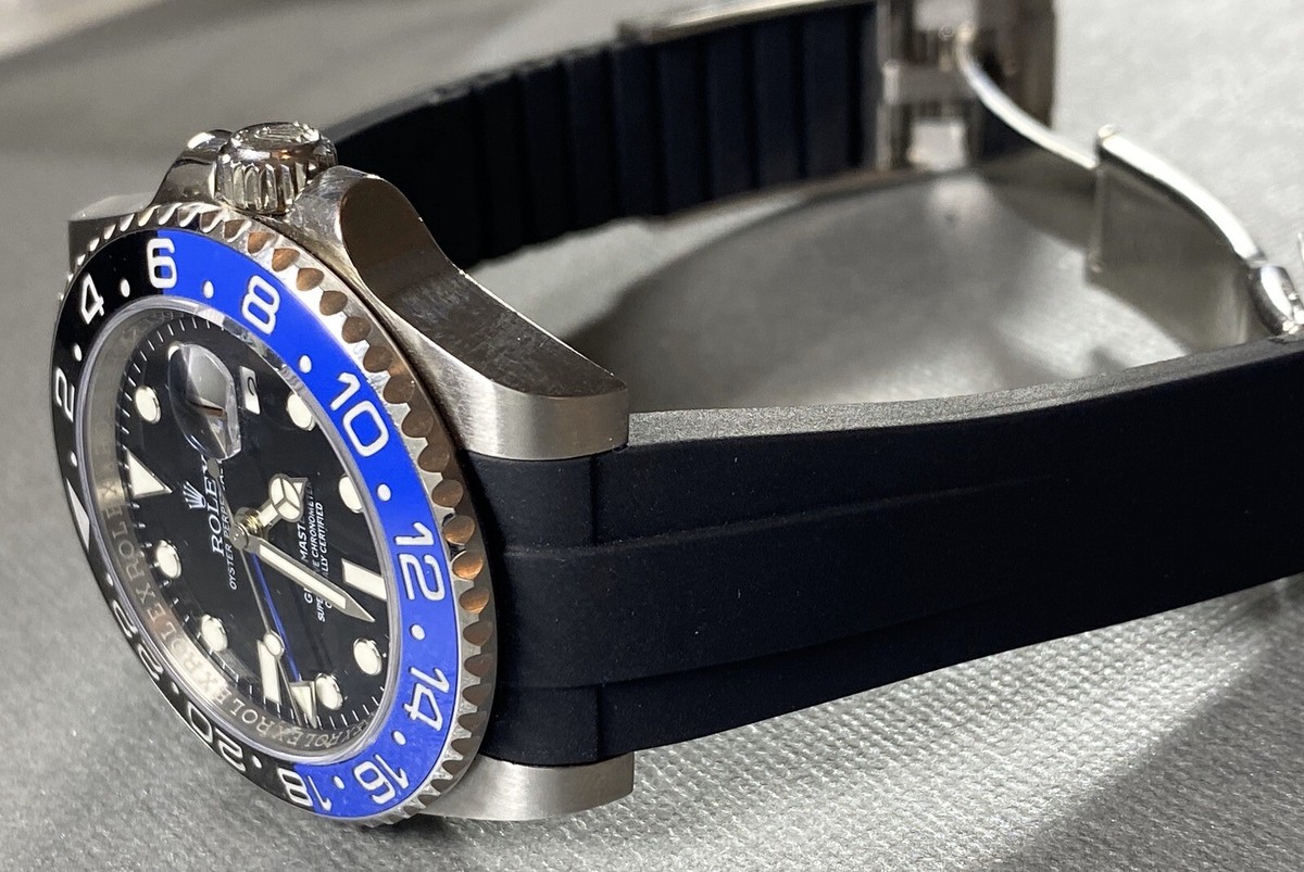 Rubber B Rolex Batman Model Number 20mm BLACK Rubber Strap Band