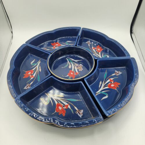 Japan Lazy Susan Blue Dynasty Serving Tray, TurnTable! Beautiful Set Of 7 Pieces - Picture 2 of 6