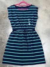 GAP Women’s Med. Green & Blue Stripe Cotton Tie Waist 100% Dress Sleeveless NEW