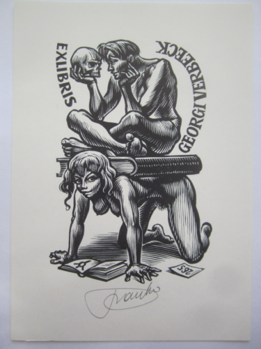 VAN DAMME  IVO Exlibris Ex Libris bookplate SIGNIERT erotic art nude akt RAR !!! - Afbeelding 1 van 1