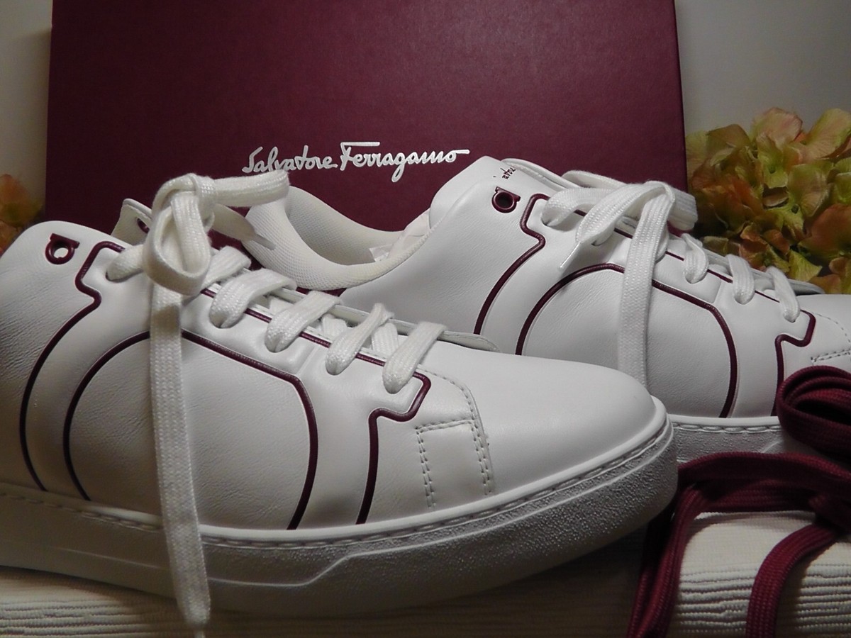 Salvatore Ferragamo Liberty WHITE/RED Low Top Sneaker Size