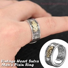 Cool Feng Shui Pixiu Adjustable Ring Buddhist Mantra Attract Wealth Lucky Rings