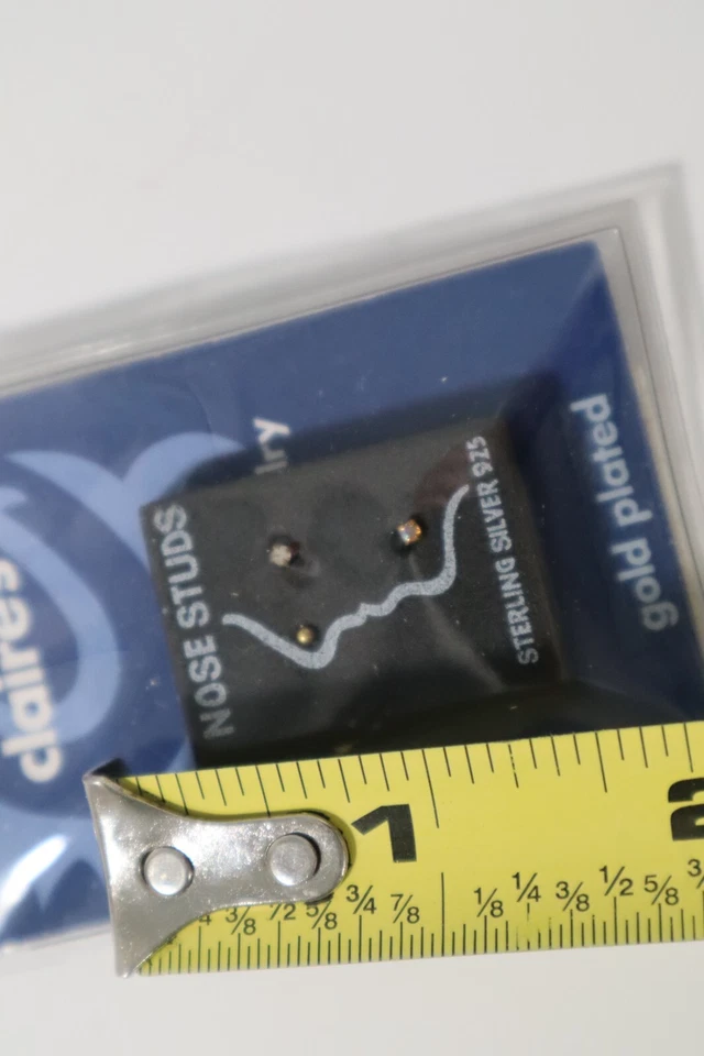 D4 3 gold plated crystal sterling silver stud body jewelry Claire's - Image 3 of 3