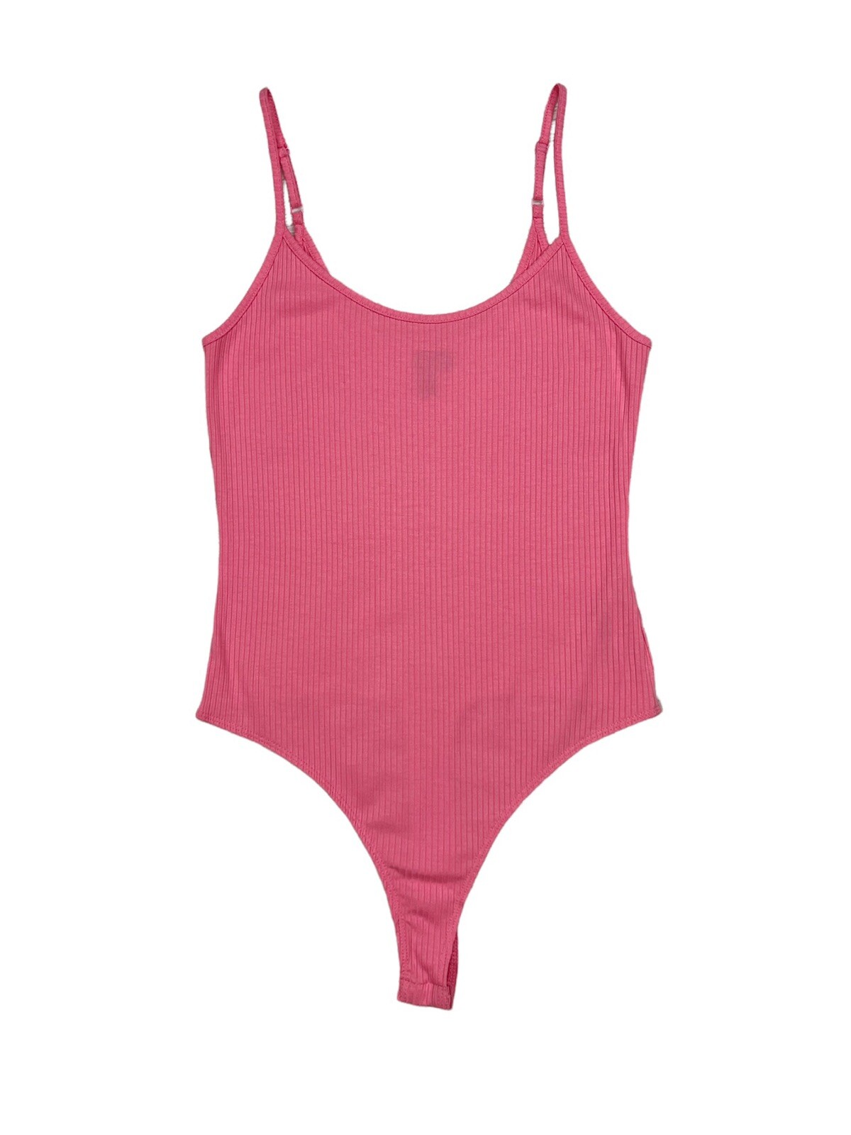 ASOS Peach Pink Ribbed Spaghetti Strap Thong Bodysuit Size 8