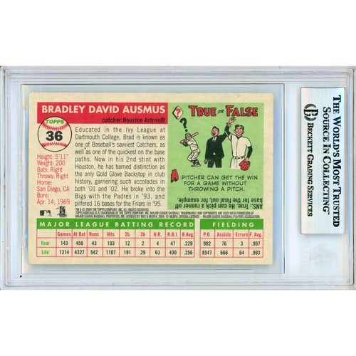 2004 Topps Heritage #36 Brad Ausmus Signed Card AUTO Beckett BAS Slabbed Astros - Picture 3 of 7