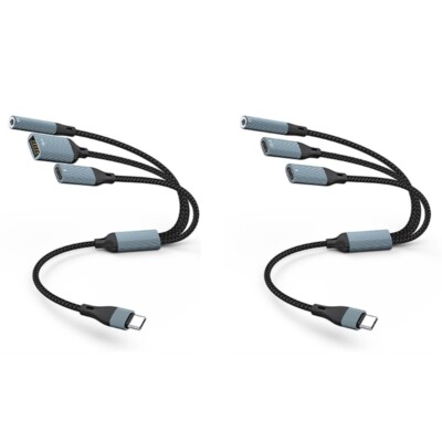 Type C 3 in 1 Adapter Cable USB C to USB Type C 3.5mm Sound PD60W Fast Charging
