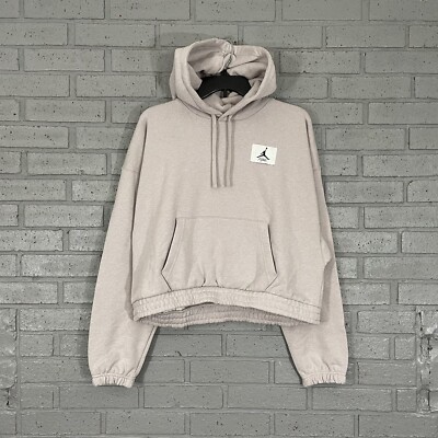 $70 Womens Size M Jordan Essentials Fleece Pullover Hoodie Beige - Main Image