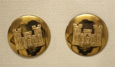 Army Enlisted Collar Pin: Engineer - semi-domed pair on card