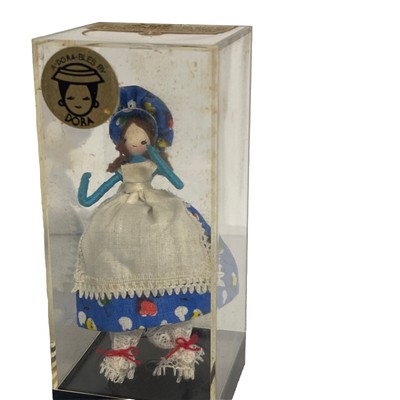 Vintage Handmade A-dora-bles By Dora Doll Has Flower Dress W/ Display