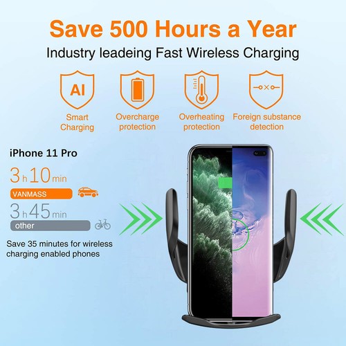 2 In 1 15W Fast Wireless Car Charger Mount Automatic Clamping Phone Holder AU - Picture 10 of 24
