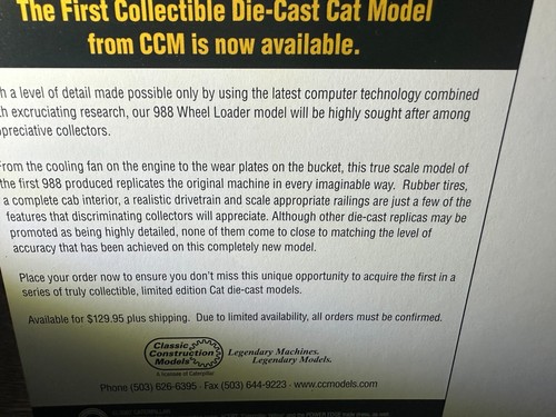 Caterpillar Cat 988 Wheel Loader - CCM 1:48 Scale Diecast Model - Picture 6 of 6