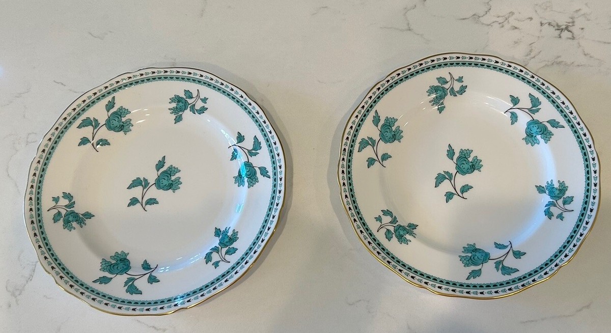 Spode Darlington Teal Flowers 3/4” Dessert Salad Plates