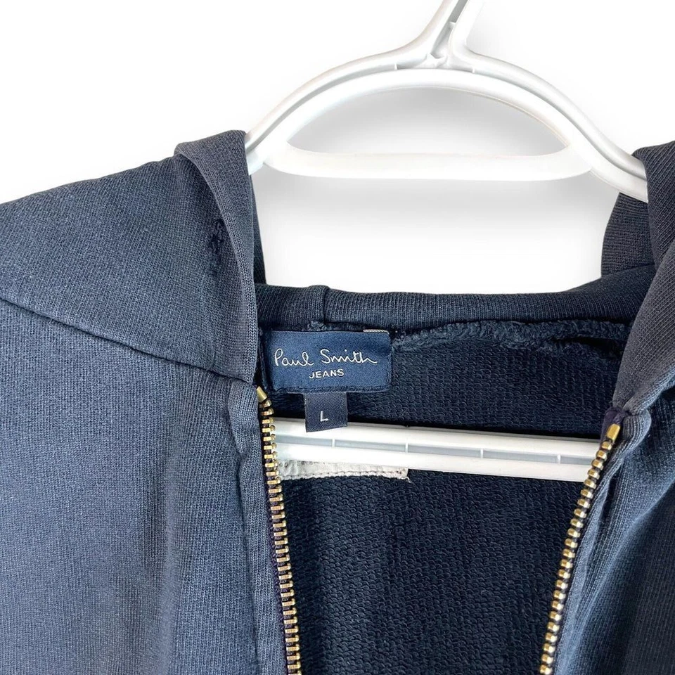 Толстовка с капюшоном женская на молнии Paul Smith L темно-синяя хлопковая радужная зебра ЧИТАЙТЕ - Изображение 4 из 4