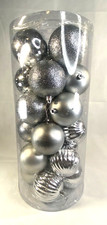 Sy Super Bang 3" Christmas Holiday Tree Baubles Ornaments Glitter 18 Pack Silver