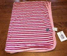 Kickee Pants Girl Bamboo Bubblegum Stripe Swaddling Blanket Swaddle New