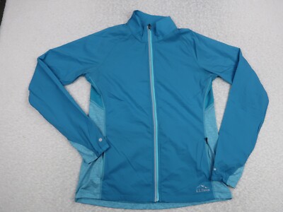 LL Bean Women Jacket Size XS Full Zip Mock Neck Long Sleeve Blue Pockets Stretch