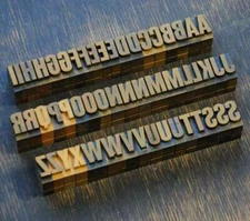 A-Z letterpress printing blocks type vintage printer letter typography antique||