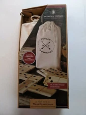 American Vintage Domino Set in Wooden Box. 28 Jumbo Wood Dominoes. New in Box