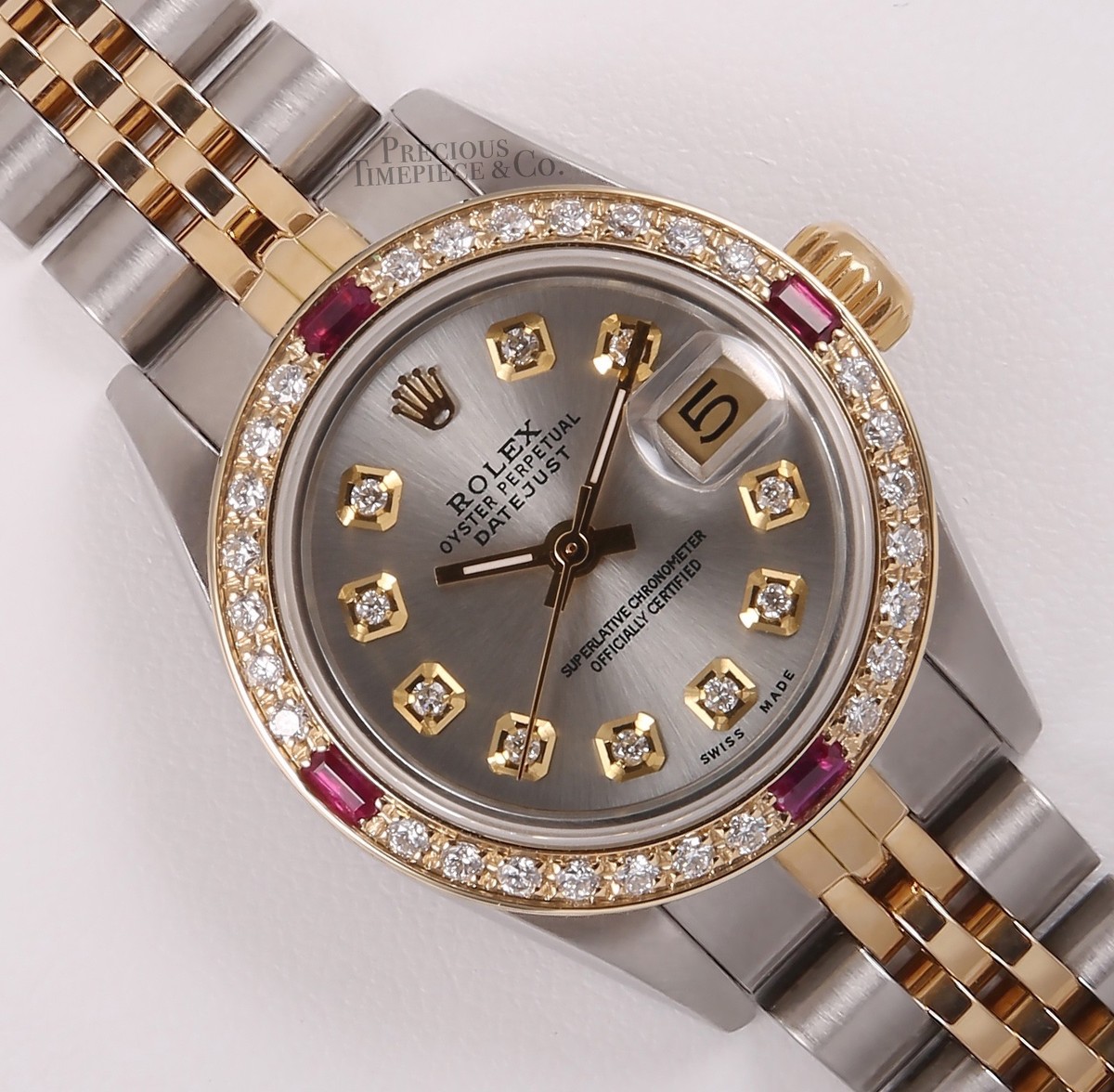 Rolex Lady Datejust 26mm Two-Tone Jubilee Ruby Diamond Bezel  display picture 2
