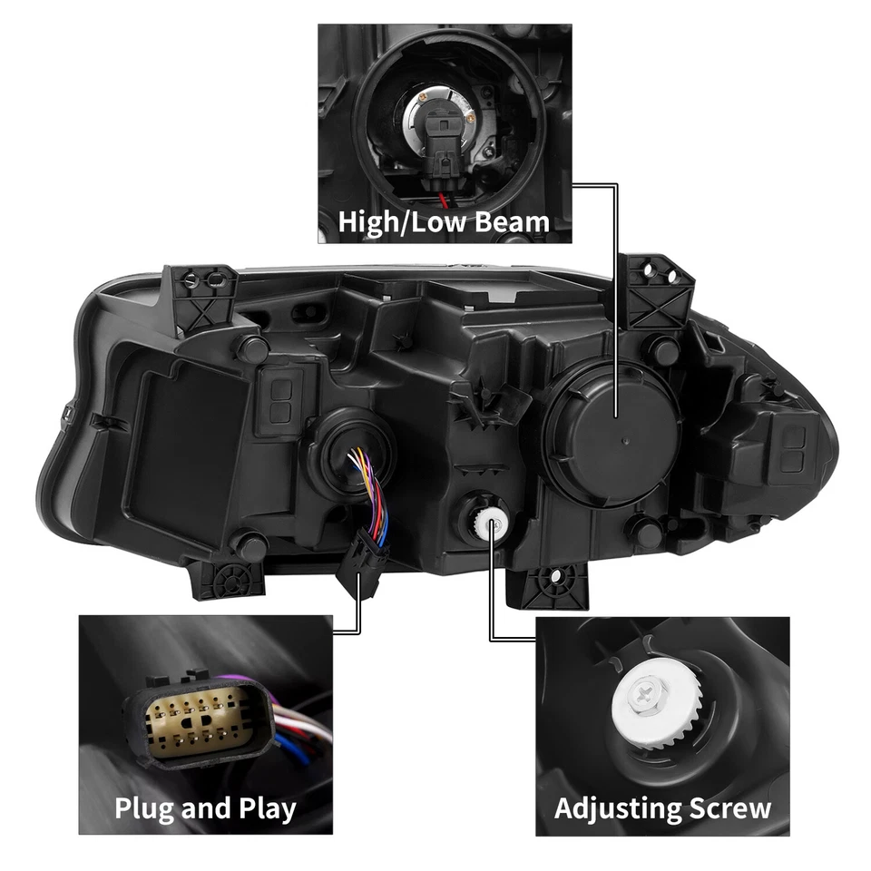 Fit For Dodge Charger 2015-2023 Halogen LED DRL Projector Headlights Lamps Pair - Image 3 of 4