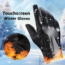 Leather Gloves for Men Winter Warm Touchscreen Riding Driving Motorcycle Gloves