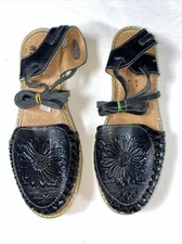 Hand Made Leather Sandals Mexican  Mexicano Women Sz 8