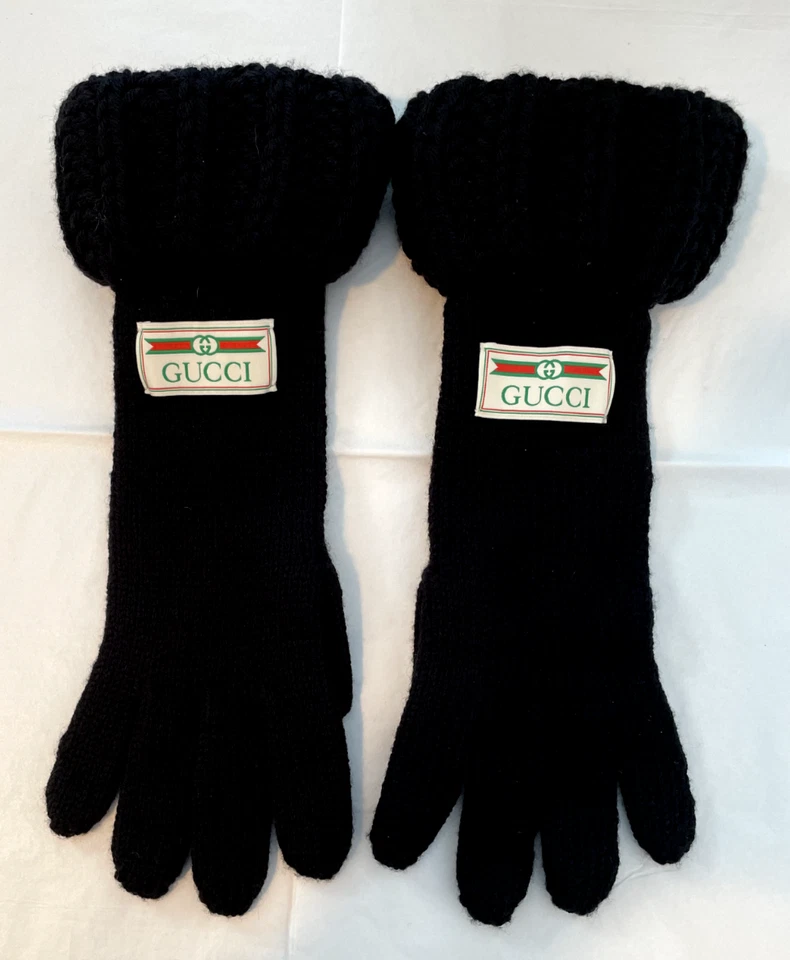 Preciosos guantes negros de lana suave para mujer *GUCCI* M Foto 3 de 4