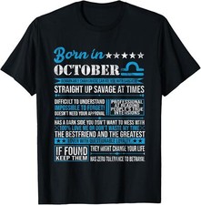 New Limited Born in October Libra Horoscope Birthday Gift T-Shirt Made In USA