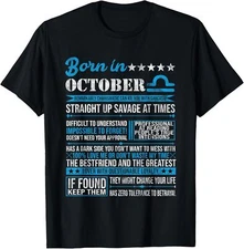 New Limited Born in October Libra Horoscope Birthday Gift T-Shirt Made In USA