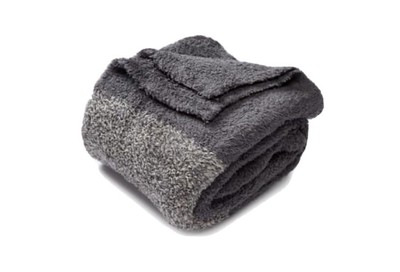 $120 Barefoot Dreams CozyChic Heathered Stripe Throw Blanket Graphite Stone Gray