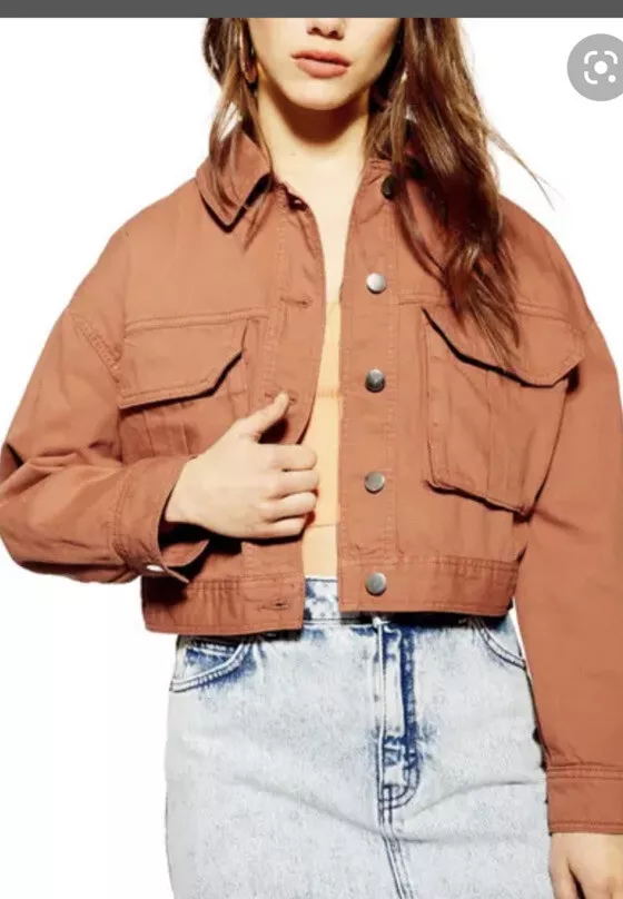Orange denim store jacket topshop
