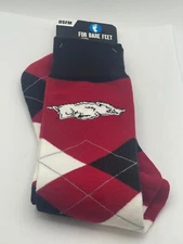 New  Tags Bare Feet Arkansas Razorbacks Argyle Raspberry Crew Socks Unisex OSFM
