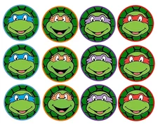 12 TMNT ninja turtles edible paper, cupcake cookie toppers CHOOSE SIZE pre cut