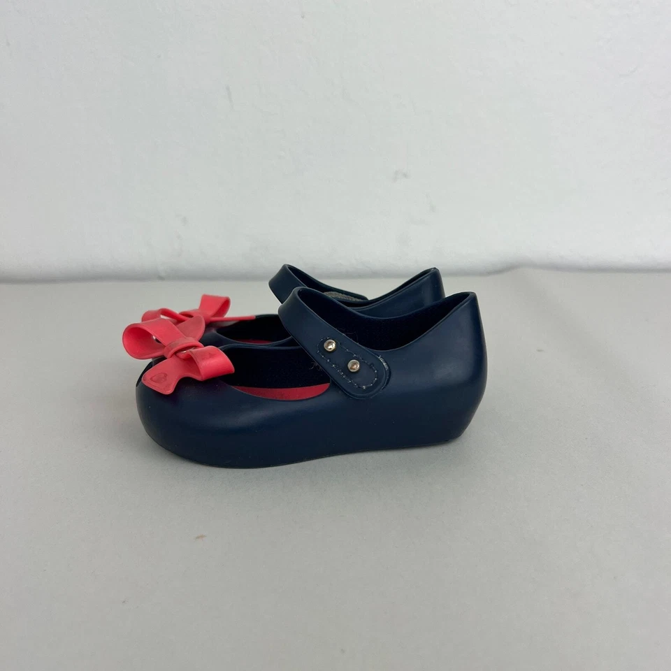 Mini Zapatos Melissa Bow Azul Rosa Mary Jane Talla: 6C Foto 2 de 4
