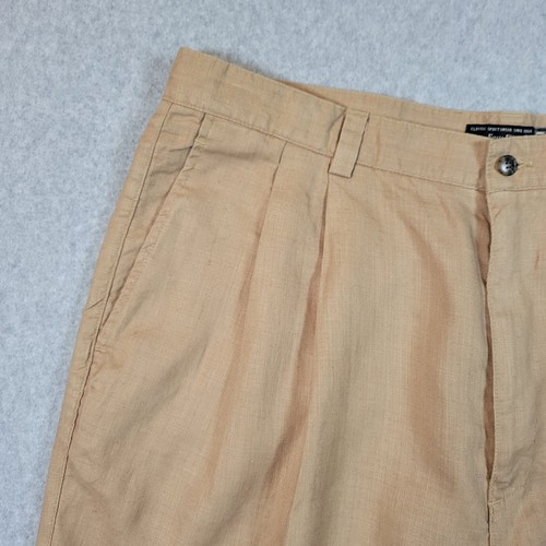 Gap Shorts Mens Size 40 Beige Tan Pleated Front Pockets Zipper 100% Linen Preppy - Picture 3 of 13