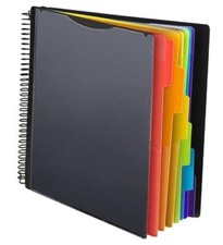 Plastic folders with pockets, 6 Colors Multi Pocket Folder Binder 12 Pocket