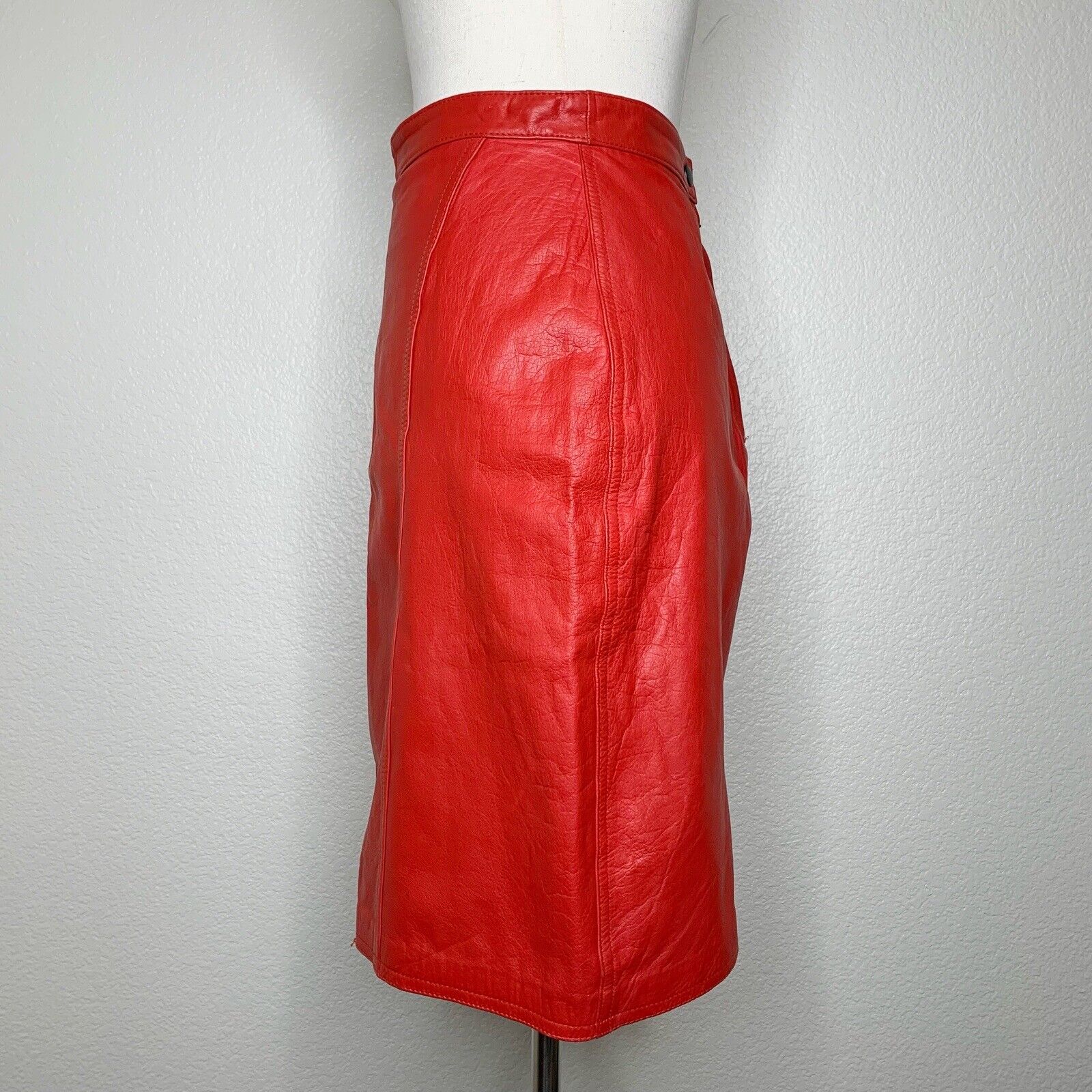 Sarah Taylor Vintage Genuine Leather Red Skirt - image 4