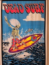 DEAD SURF Grateful Dead Blacklight Poster Black Felt. RARE.