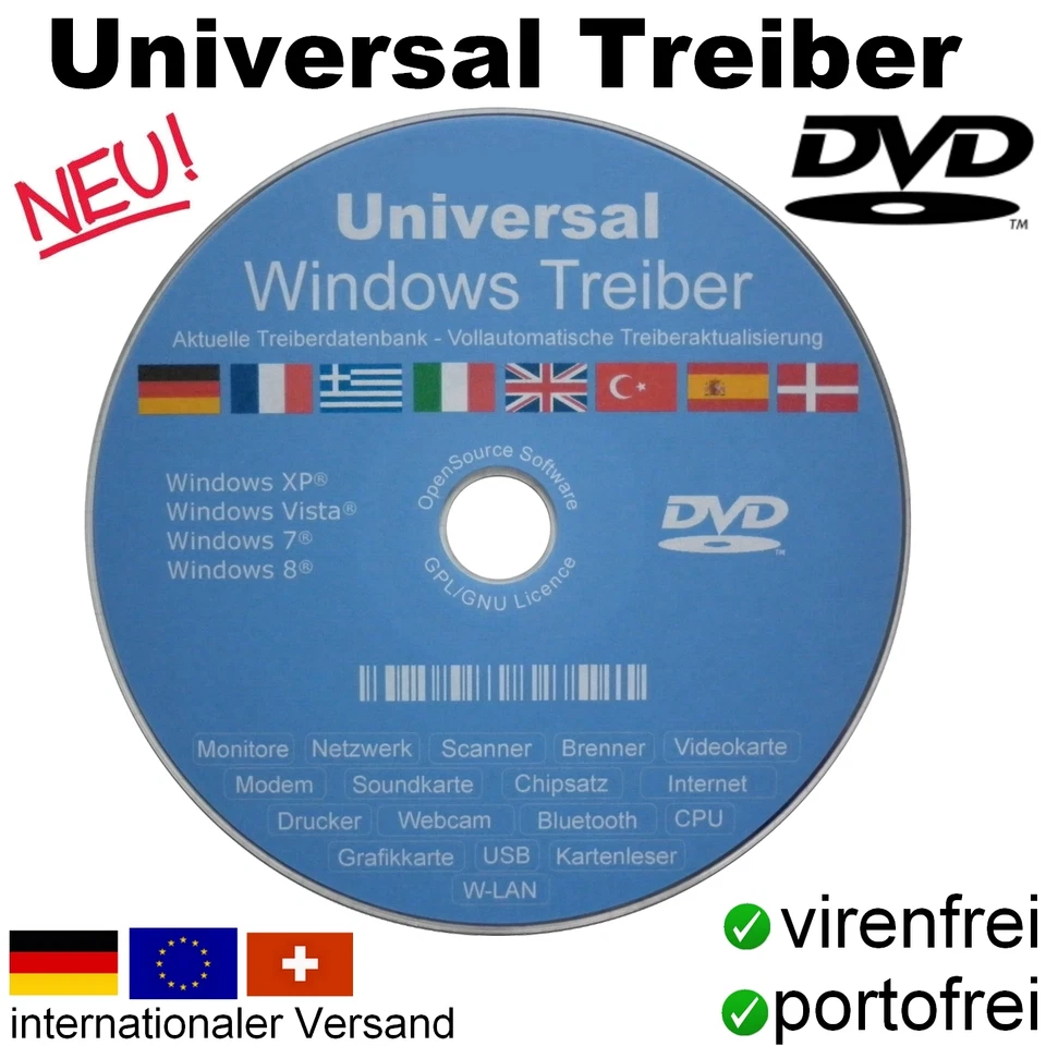 NEU bei eBay: UNIVERSAL Treiber DVD CD für Windows 8 7 Vista XP Brenner Drucker - Bild 2 von 2