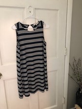 loft dress Size Medium 8-10. Navy Blue With Stripes. The Back Has An Open Circle