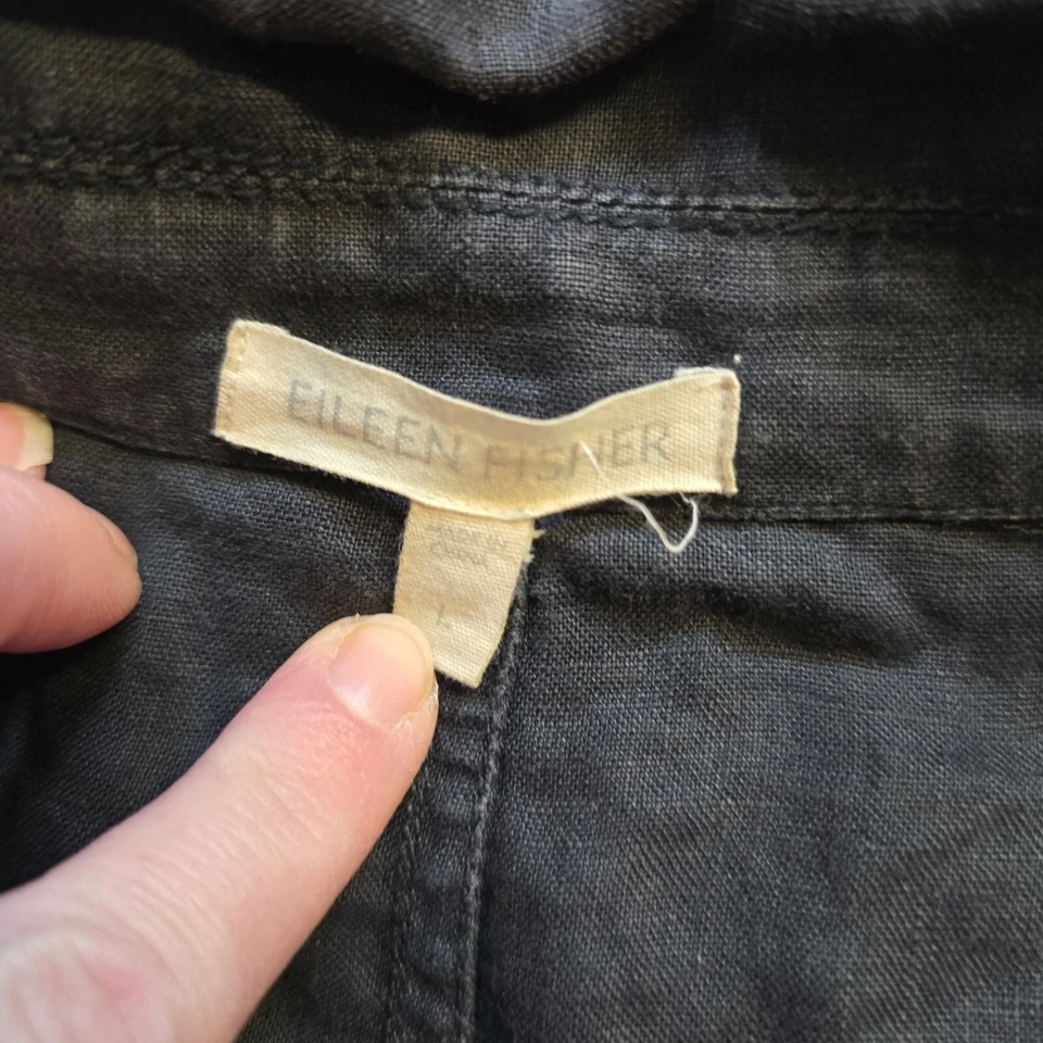 Eileen Fisher Jacket Womens Size Large Gray Linen Full Zip Long Sleeve Capsule - Image 4 of 4