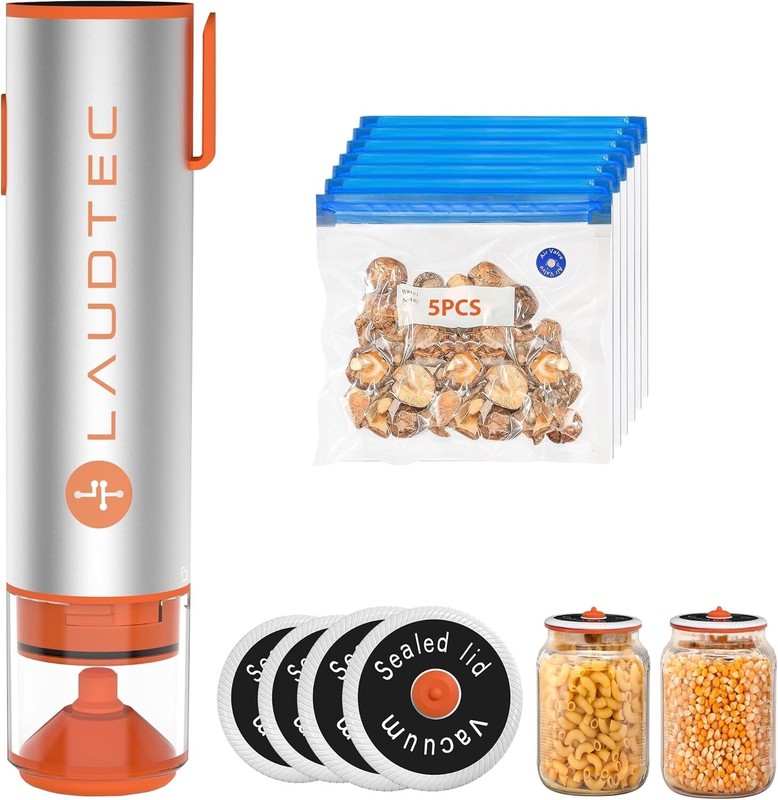 LAUDTEC 2-in-1 Handheld Vacuum Sealer for Food Storage Bags and Mason Jars 