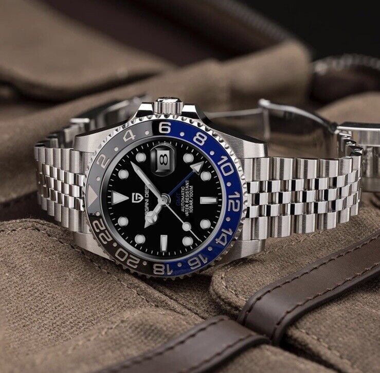 Pagani Design GMT Automatic Watch Jubilee Batman Batgirl Black Blue Bezel eBay