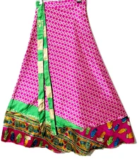 Incredible-art Vintage Silk Sari Magic Wrap Skirt Reversible Hippie Sarong