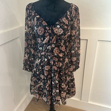 Madewell Floral Black and Pink Midi Dress