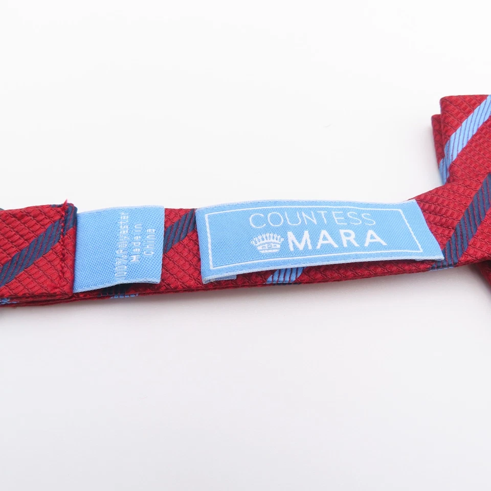 Pajarita Countess Mara roja azul a rayas 3" de ancho pre corbata poliéster Foto 3 de 4