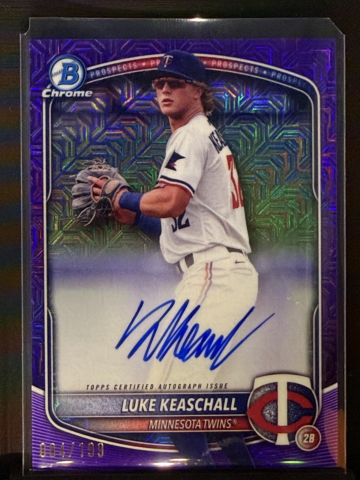 2025 Bowman #BMA-LK Luke Keaschall Auto Mojo Purple Refractor #/199