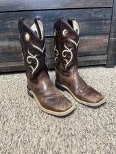 Old West BSY1807 Boys Brown Western Cowboy Boot Square Toe US 4